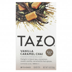 TAZO, Black Tea, чай со вкусом ванили и карамели, 20 чайных пакетиков, 50 г (1,8 унции) - описание | фото