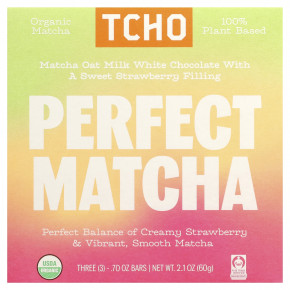 TCHO, Perfect Matcha, белый шоколад с клубничной начинкой, 3 плитки по 0,70 унции в Москве - eco-herb.ru | фото