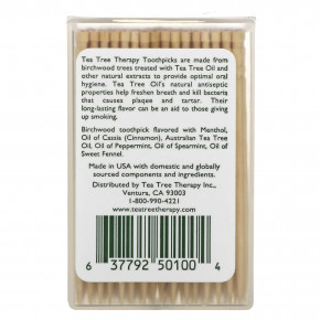 Tea Tree Therapy, Зубочистки Tea Tree TherapyToothpicks, мятные, примерно 100 штук (Товар снят с продажи) в Москве - eco-herb.ru | фото