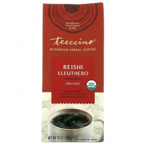 Teeccino, Травяной кофе с грибами, рейши элеутеро, темная обжарка, без кофеина, 284 г (10 унций) в Москве - eco-herb.ru | фото