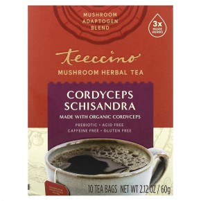 Teeccino, Mushroom Herbal Tea, Cordyceps Schisandra, Caffeine Free, 10 Tea Bags, 2.12 oz (60 g) в Москве - eco-herb.ru | фото