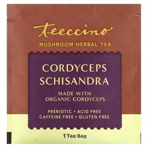 Teeccino, Травяной чай с грибами, кордицепс и лимонник, без кофеина, 10 чайных пакетиков, 60 г (2,12 унции) в Москве - eco-herb.ru | фото