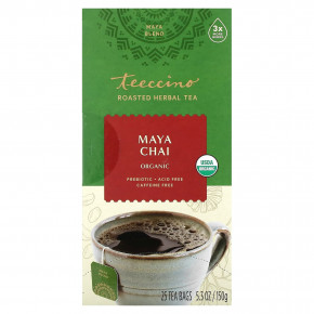 Teeccino, Органический жареный травяной чай, Maya Chai, без кофеина, 25 чайных пакетиков, 150 г (5,3 унции) - описание