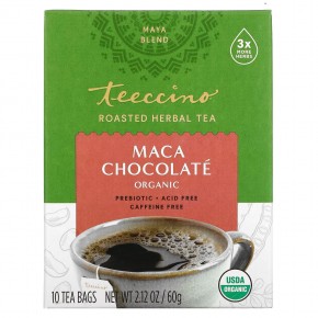 Teeccino, Органический обжаренный травяной чай, шоколад с мака, без кофеина, 10 чайных пакетиков, 60 г (2,12 унции) - описание