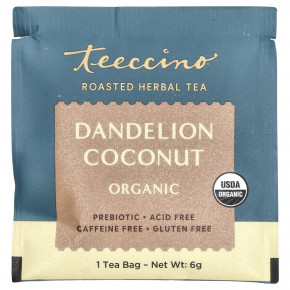 Teeccino, органический травяной чай, одуванчик и кокос, без кофеина, 25 чайных пакетиков, 150 г (5,3 унции) в Москве - eco-herb.ru | фото
