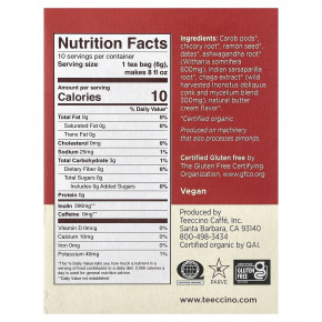 Teeccino, органический травяной чай с грибами, чага и ашваганда, крем из ириски, без кофеина, 10 чайных пакетиков, 60 г (2,12 унции) в Москве - eco-herb.ru | фото