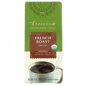 Teeccino, органический травяной кофе из цикория, французская обжарка, темная обжарка, без кофеина, 312 г (11 унций) - описание