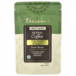 Teeccino, растворимый травяной кофе, французская обжарка, темный, без кофеина, 100 г (3,53 унции) - описание