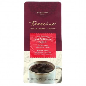 Teeccino, травяной кофе из цикория, со вкусом ванили и ореха, средняя прожарка, без кофеина, 312 г (11 унций) - описание