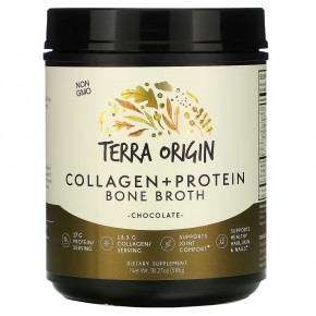 Terra Origin, Bone Broth с коллагеном и протеином, шоколад, 518 г (18,27 унции) - описание