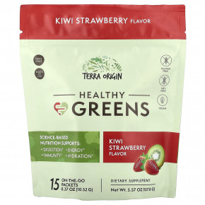 Terra Origin, Healthy Greens, киви и клубника, 15 пакетиков On the Go, 10,52 г (0,37 унции) каждый - подробнее Terra Origin, Healthy Greens, киви и клубника, 15 пакетиков On the Go, 10,52 г (0,37 унции) каждый - описание