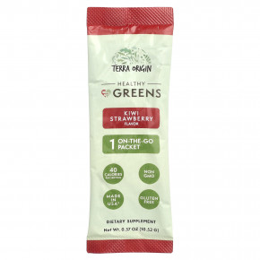 Terra Origin, Healthy Greens, киви и клубника, 15 пакетиков On the Go, 10,52 г (0,37 унции) каждый в Москве - eco-herb.ru | фото