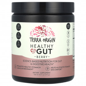 Terra Origin, Healthy Gut™, добавка для нормализации функций желудочно-кишечного тракта, вкус ягод, 243 г (8,57 унции) - подробнее Terra Origin, Healthy Gut™, добавка для нормализации функций желудочно-кишечного тракта, вкус ягод, 243 г (8,57 унции) - описание