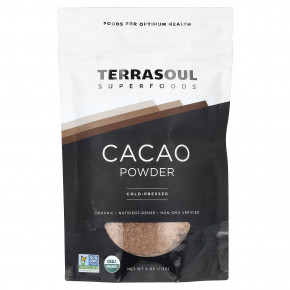 Terrasoul Superfoods, какао-порошок, холодного отжима, 113 г (4 унции) (Товар снят с продажи) в Москве - eco-herb.ru | фото