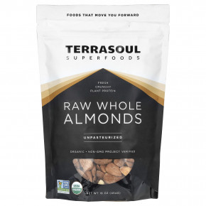 Terrasoul Superfoods, необработанный цельный миндаль, непастеризованный, 454 г (16 унций) в Москве - eco-herb.ru | фото