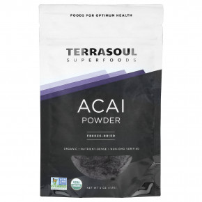 Terrasoul Superfoods, порошок асаи, сублимированный, 113 г (4 унции) - описание | фото