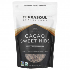 Terrasoul Superfoods, сладкие ядра какао-боба, подслащенные кокосом, 454 г (16 унций) - описание | фото