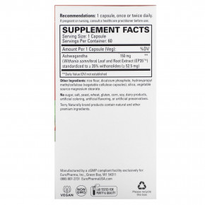 Terry Naturally, ашваганда EP35, 60 капсул (150 мг в одной капсуле) в Москве - eco-herb.ru | фото