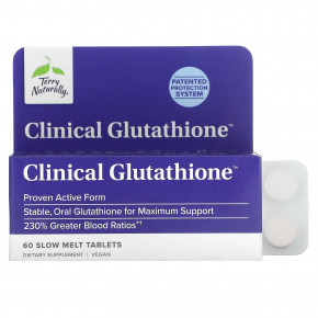 Terry Naturally, Clinical Glutathione, глутатион, 60 таблеток медленного растворения (150 мг в 1 таблетке) - описание | фото