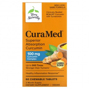 Terry Naturally, CuraMed, куркумин для превосходной усвояемости, 100 мг, 60 жевательных таблеток в Москве - eco-herb.ru | фото