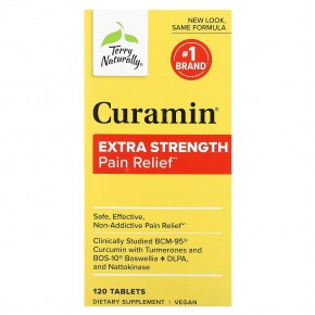 Terry Naturally, Curamin, очень сильное обезболивающее, 120 таблеток - описание