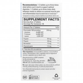 Terry Naturally, Клинические пищеварительные ферменты, 90 таблеток в Москве - eco-herb.ru | фото