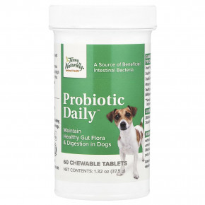 Terry Naturally, Probiotic Daily ™, для собак, 60 жевательных таблеток, 37,5 г (1,32 унции) - описание | фото