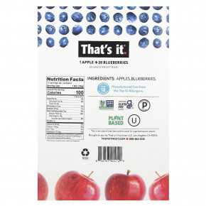 That's It, фруктовые батончики, яблоко и голубика, 12 батончиков по 35 г (1,2 унции) в Москве - eco-herb.ru | фото