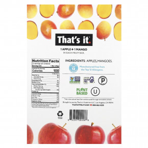 That's It, фруктовые батончики, яблоко и манго, 12 батончиков по 35 г (1,2 унции) в Москве - eco-herb.ru | фото