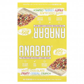 The Anabar, The Protein-Packed Candy Bar, хрустящие фруктовые хлопья из белого шоколада, 12 батончиков по 65 г (2,29 унции) - описание | фото