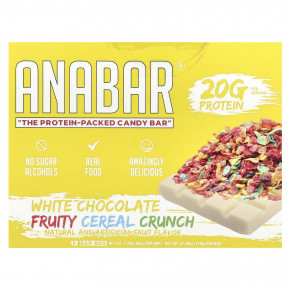 The Anabar, The Protein-Packed Candy Bar®, Хрустящие хлопья с белым шоколадом, 12 батончиков по 65 г (2,29 унции) - описание
