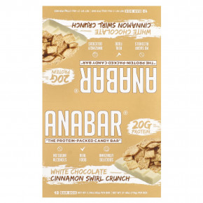 The Anabar, The Protein-Packed Candy Bar, хрустящий батончик с белым шоколадом и корицей, 12 батончиков, 65 г (2,29 унции) - описание