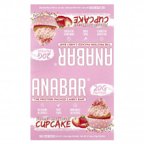 The Anabar, The Protein-Packed Candy Bar, матовый клубничный кекс, 12 батончиков по 65 г (2,29 унции) - описание