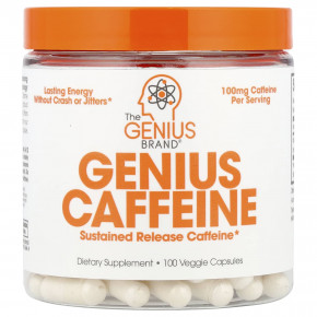 The Genius Brand, Genius Caffeine, 100 мг, 100 растительных капсул - описание | фото