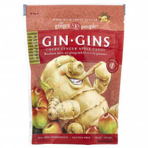 The Ginger People, Gin Gins®, жевательная конфета с имбирем и яблоком, пряное яблоко, 84 г (3 унции) - описание | фото