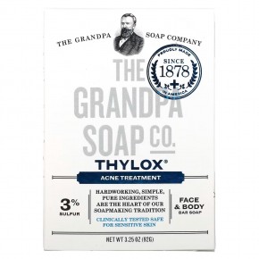 The Grandpa Soap Co., Брусковое мыло для лица и тела, Thylox, борьба с акне, 92 г в Москве - eco-herb.ru | фото