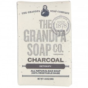 The Grandpa Soap Co., кусковое мыло для лица и тела, с древесным углем, 38 г (1,35 унции) - описание