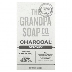 The Grandpa Soap Co., Мыло для лица и тела, древесный уголь, 120 г (4,25 унции) - описание