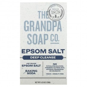 The Grandpa Soap Co., Кусковое мыло для лица и для тела, глубоко очищает, с английской солью, 4,25 унции (120г) - описание