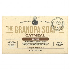 The Grandpa Soap Co., Кусковое мыло для лица и для тела, успокаивающее, овсяное, 4,25 унции (120 г) - описание