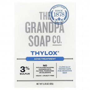 The Grandpa Soap Co., кусковое мыло для лица и тела, Thylox®, средство от акне, 92 г (3,25 унции) - описание | фото
