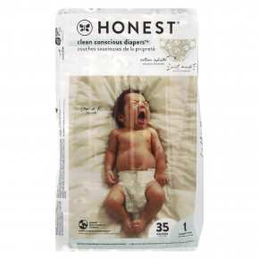 The Honest Company, Clean Conscious Diapers ™, размер 1, 8–14 фунтов, Pandas, 35 подгузников - описание | фото