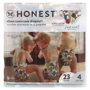 The Honest Company, Clean Conscious Diapers ™, размер 4, 22–37 фунтов, Cactus Cuties, 23 подгузника - описание