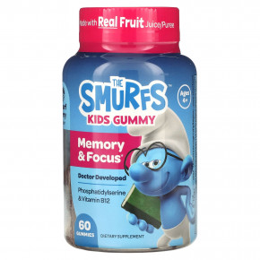 The Smurfs, Kids Gummy, для памяти и концентрации, для детей от 4 лет, смурфики, 60 жевательных таблеток - описание