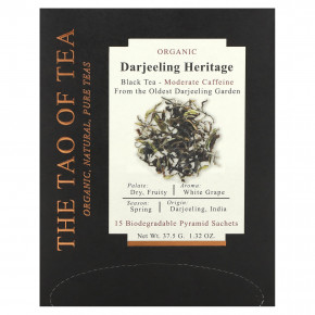 The Tao of Tea, Organic Darjeeling Heritage, черный чай, 15 пакетиков-пирамидок, 37,5 г (1,32 унции) - описание