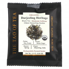 The Tao of Tea, органический черный чай, Darjiling Heritage, 15 пакетиков-пирамид, 37,5 г (1,32 унции) в Москве - eco-herb.ru | фото