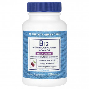 The Vitamin Shoppe, B12, черная вишня, 1000 мкг, 120 пастилок - описание