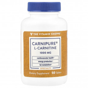 The Vitamin Shoppe, Carnipure® L-карнитин, 1000 мг, 50 таблеток - описание