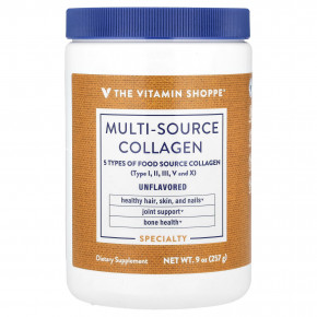 The Vitamin Shoppe, Multi-Source Collagen, без добавок, 257 г (9 унций) в Москве - eco-herb.ru | фото