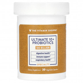 The Vitamin Shoppe, Ultimate 10+, пробиотики, 100 млрд, 30 растительных капсул - описание